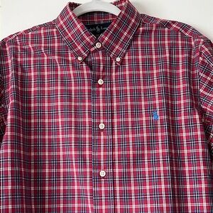 Vintage Ralph Lauren Shirt Men Medium Red Long Sleeve Button Blair 100% Cotton